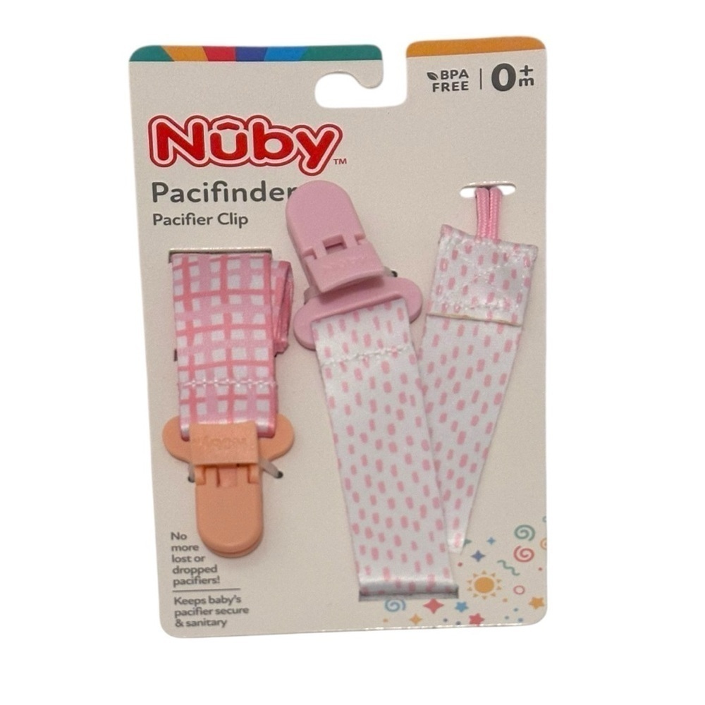 Nuby Pacifinder Pink and White Pasi Clip